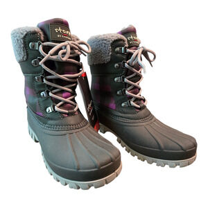 Cougar Carlisle Storm Boots Womens 8W Purple Plaid Waterproof High Activity Cozy